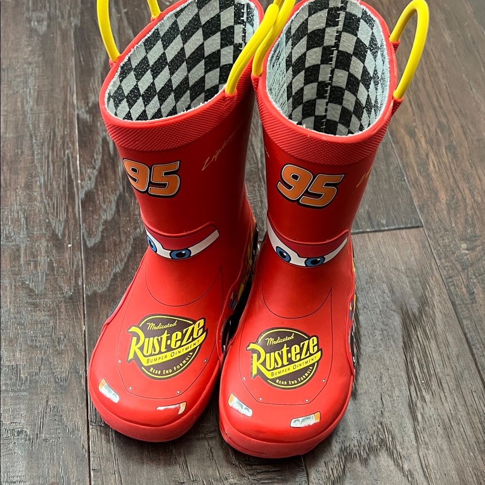 Kids Red Cars Rain Boots